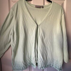 Croft & Barrow Light Green Cardigan with Attached Tank 3X